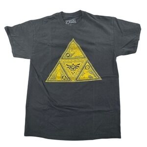 Zelda Triforce T-Shirt Nintendo Graphic Tee Short Sleeve‎ Black Medium